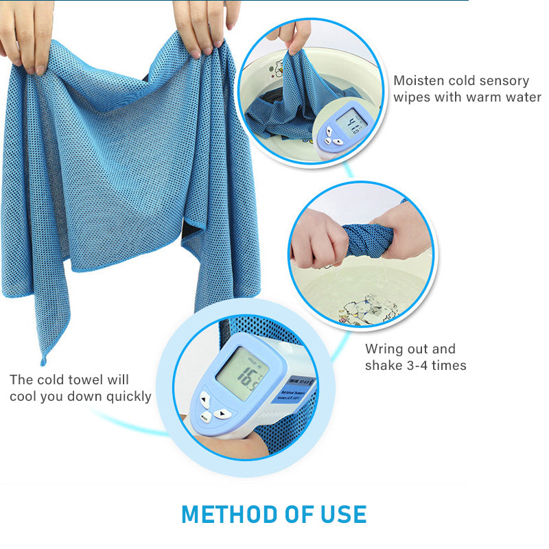Orange 5 Pack Instant Cooling Towel Set Soft Breathable Sports Sweat Towel for Gym Yoga Running Hiking and Outdoor Activities 30x80cm