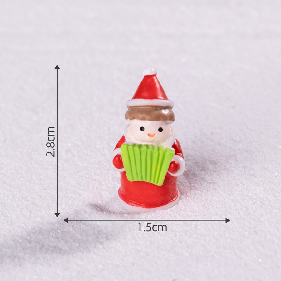 Red 5 Pack Accordion Miniature Christmas Figurines DIY Micro Landscape Decoration Accessories Cute Resin Ornaments for Holiday Crafts