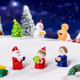 Red Santa Claus 5 Pack Miniature Christmas Figurines DIY Micro Landscape Decoration Accessories Cute Resin Ornaments for Holiday Crafts - Top-Down View