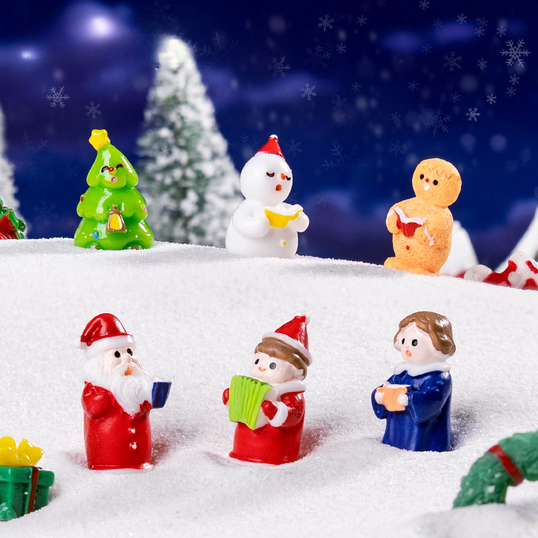 Green Christmas tree 5 Pack Miniature Christmas Figurines DIY Micro Landscape Decoration Accessories Cute Resin Ornaments for Holiday Crafts