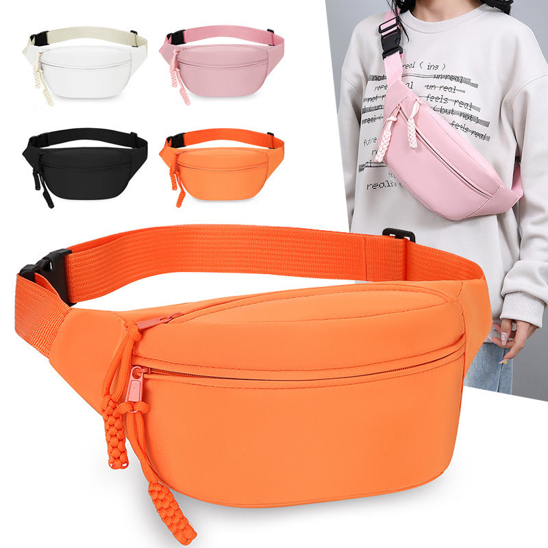 Pink Women's Fashion Crossbody Sling Bag Large Capacity Casual Shoulder Bag Waterproof Nylon Waist Pack for Travel Sports
