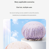3 Pack Purple Double Layer Shower Cap for Women Waterproof Bath Hair Cover Reusable Elastic Hat for Spa Salon and Home Use - 45-Degree Angle