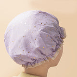 3 Pack The starry sky is light purple Double Layer Shower Cap for Women Waterproof Bath Hair Cover Reusable Elastic Hat for Spa Salon and Home Use