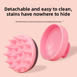 5-Pcs Green Soft Scalp Massager Shampoo Brush with Detachable Bristles Handheld Hair Scrubber for Deep Cleaning and Head Massage - Side View