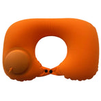 2-PCS Orange Inflatable Travel Neck Pillow Press to Inflate U-Shape Soft Flocking Support Cushion for Airplane Car & Camping Portable Air Pump Design