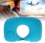 2-PCS Orange Inflatable Travel Neck Pillow Press to Inflate U-Shape Soft Flocking Support Cushion for Airplane Car & Camping Portable Air Pump Design