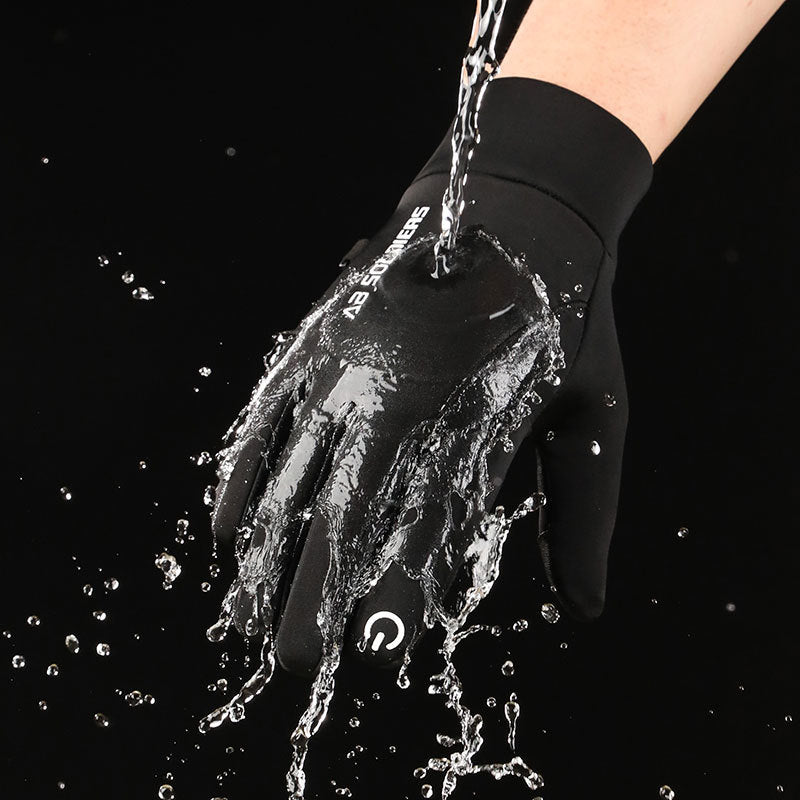 Black Winter Thermal Gloves for Men Outdoor Cycling Driving Waterproof Touch Screen Warm Fleece Lining Anti-Slip(Size:M)