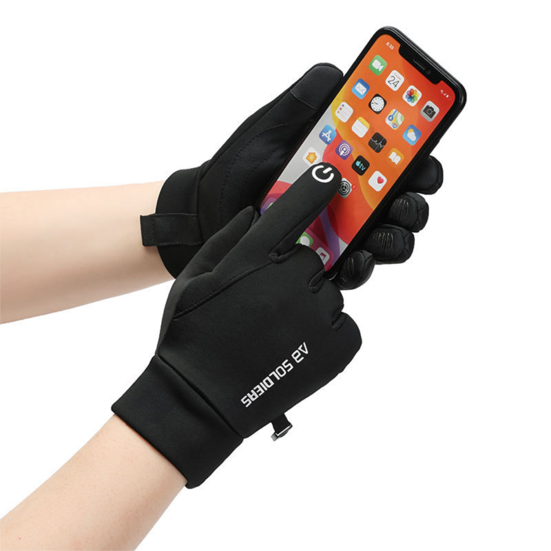 Grey Winter Thermal Gloves for Men Outdoor Cycling Driving Waterproof Touch Screen Warm Fleece Lining Anti-Slip(Size:XL)