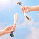 2-PCS White Multifunctional Double Headed Shoe Cleaning Brush with Long Handle Soft Silicone Bristles for Sneaker Upper and Hard Wire Brush for Sole 1 Piece - Front View
