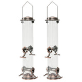 Hanging Metal Wild Bird Feeder Weatherproof Outdoor Garden Bird Food Dispenser with 4 Feeding Ports and Perches