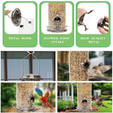 Hanging Metal Wild Bird Feeder Weatherproof Outdoor Garden Bird Food Dispenser with 4 Feeding Ports and Perches - Top-Down View