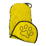 Yellow Super Absorbent Pet Bath Towel with Hand Pockets Quick Dry Chenille Microfibre for Dogs and Cats Large Size 62cm