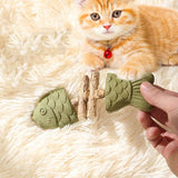 Brown 5 Pack Cat Catnip Toys Fish Bone Shaped Silvervine Chew Sticks for Teeth Cleaning and Interactive Play - Front View