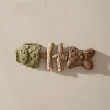 Brown and green 5 Pack Cat Catnip Toys Fish Bone Shaped Silvervine Chew Sticks for Teeth Cleaning and Interactive Play