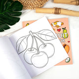 Food & Fruit Coloring Book 40 Pages Bold Lines Easy for Kids Ages 4+ Cartoon Design for Creative Play - Top-Down View