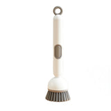 2 Pack White Kitchen Dish Brush with Soap Dispenser Adjustable Handle 360 Degree Cleaning Scrubber Non-Scratch Bristles for Pans Pots and Sink