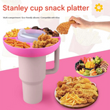 2 Pack Pink Snack Bowl for Stanley 40oz Tumbler with Handle Reusable Silicone Snack Ring Divider Tray for Movie Night Road Trip and Camping - Front View