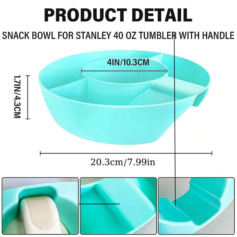 2 Pack Pink Snack Bowl for Stanley 40oz Tumbler with Handle Reusable Silicone Snack Ring Divider Tray for Movie Night Road Trip and Camping