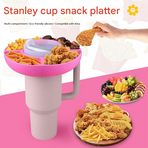 2 Pack Blue Snack Bowl for Stanley 40oz Tumbler with Handle Reusable Silicone Snack Ring Divider Tray for Movie Night Road Trip and Camping