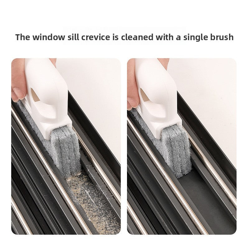 5-PCS Yellow Window Track Cleaning Brush Tool Handheld Groove Gap Cleaner with Scraper Small Scrubbing Brush for Sliding Door Rails and Sills