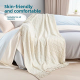 Turmeric Nordic Knitted Throw Blanket with Tassels 130x230cm Soft Acrylic Diamond Pattern Sofa Cover Bed Runner and Travel Blanket - Front View