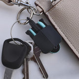 3-PCS Black Portable Hair Tie Organizer Keychain Compact Hair Accessories Holder with Clip for Travel School Bag and Purse - Side View