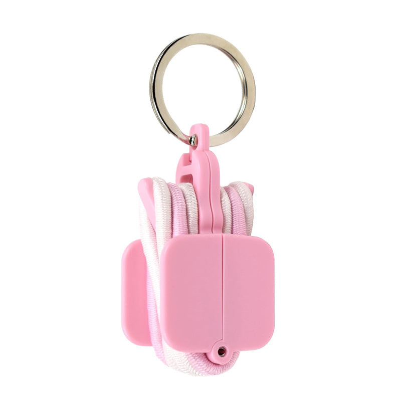 3-PCS Pink Portable Hair Tie Organizer Keychain Compact Hair Accessories Holder with Clip for Travel School Bag and Purse