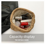 Rose red Puffer Makeup Bag Quilted Pouch Cosmetic Organizer Bag Soft Nylon Travel Toiletry Bag Zipper Handbag for Women