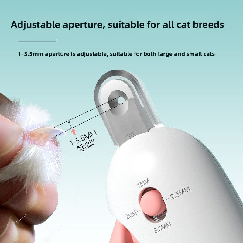 2-PCS Pink Adjustable Pet Nail Clipper with Safety Guard Professional Cat Dog Claw Trimmer with Hidden Nail File and Splash Proof Box