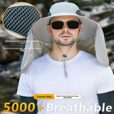 Pink UPF 50+ Sun Protection Fishing Hat Wide Brim Neck Flap Quick Dry Bucket Hat for Outdoor Hiking and Gardening - Front View
