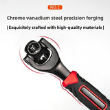 Black Universal Socket Wrench 360 Degree Rotating Head Multifunctional Dog Bone Spanner for Home and Auto Repair - Front View