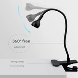 White 3W UV LED Gel Nail Curing Lamp Clip On Flexible Gooseneck Light 4 Brightness Levels for Gel Polish and Resin Curing - Side View
