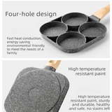 4-Hole Non-Stick Fried Egg Pan with Glass Lid Maifan Stone Coating Breakfast Pancake Maker for Burgers and Omelettes(Black cap bead) - Top-Down View
