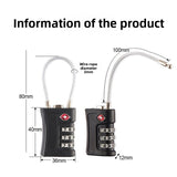 Black TSA Approved Cable Combination Padlock 3-Digit Security Lock for Travel Luggage Suitcase Gym Lockers Durable Steel Wire Australian Travel Essential