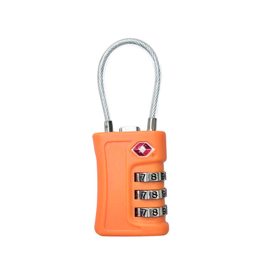 Orange-red TSA Approved Cable Combination Padlock 3-Digit Security Lock for Travel Luggage Suitcase Gym Lockers Durable Steel Wire Australian Travel Essential