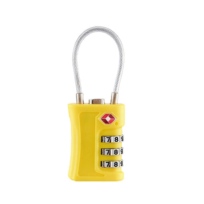 Yellow TSA Approved Cable Combination Padlock 3-Digit Security Lock for Travel Luggage Suitcase Gym Lockers Durable Steel Wire Australian Travel Essential