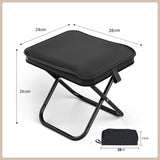 Black Ultra-Compact Portable Folding Stool 120kg Capacity Lightweight Camping Chair for Fishing Hiking and Australian Outdoor Events