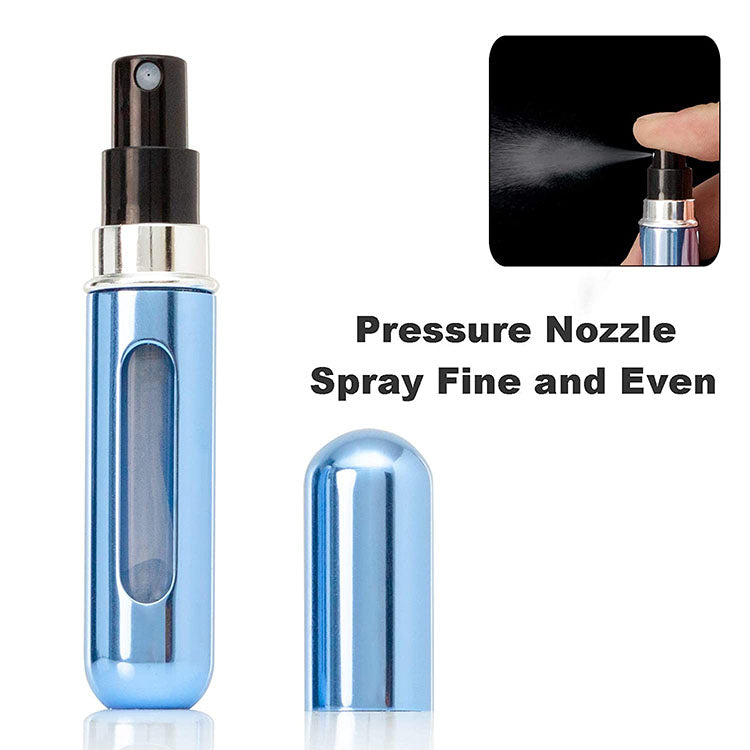 5-Pcs Azure blue 5ml Refillable Perfume Atomizer Portable Bottom Fill Travel Spray Bottle for Fragrance and Aftershave Australian Travel Essential