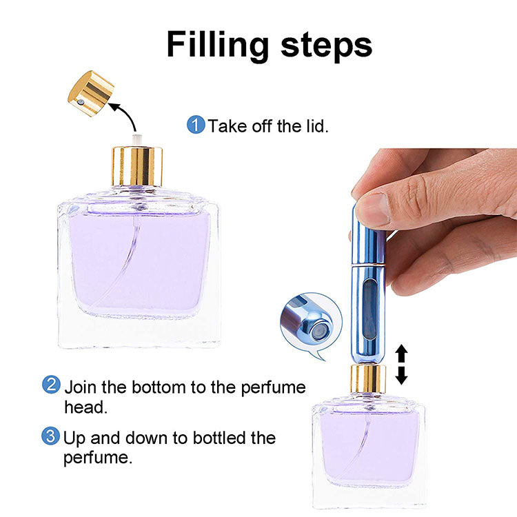 5-Pcs Red 5ml Refillable Perfume Atomizer Portable Bottom Fill Travel Spray Bottle for Fragrance and Aftershave Australian Travel Essential