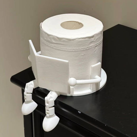 2-PCS White Novelty 3D Printed Reading Figure Toilet Roll Holder Fun Desktop Paper Stand Ornament for Bathroom Decor Unique Gift for Australian Homes