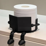 2-PCS White Novelty 3D Printed Reading Figure Toilet Roll Holder Fun Desktop Paper Stand Ornament for Bathroom Decor Unique Gift for Australian Homes - Front View