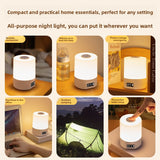 White Rechargeable LED Night Light with Remote Control Digital Clock Display 3 Color Modes Stepless Dimming Bedside Lamp for Nursing Camping Australia - Side View