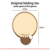 5 Pack Yellow Adventurous Pup Cute Cartoon Folding Hand Fans Portable Mini Circular Fans 20x24cm for Aussie Summer Outdoor Travel with Matching Storage Pouches for Kids and Adults - Side View