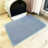 2-PCS Blue Double Layer Cat Litter Mat Honeycomb Design Waterproof EVA Trapping Mat for Litter Box Tracking Control 40x50cm Easy Clean Australian Pet Supplies