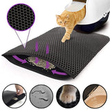 2-PCS Blue Double Layer Cat Litter Mat Honeycomb Design Waterproof EVA Trapping Mat for Litter Box Tracking Control 40x50cm Easy Clean Australian Pet Supplies