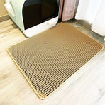 2-PCS Beige Double Layer Cat Litter Mat Honeycomb Design Waterproof EVA Trapping Mat for Litter Box Tracking Control 40x50cm Easy Clean Australian Pet Supplies