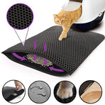 2-PCS Beige Double Layer Cat Litter Mat Honeycomb Design Waterproof EVA Trapping Mat for Litter Box Tracking Control 40x50cm Easy Clean Australian Pet Supplies