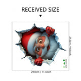 10 PCS Creative 3D Santa Claus Peeking Through Wall Christmas Wall Sticker for Australian Homes - Front View