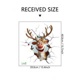 10 PCS Creative 3D Reindeer Peeking Through Wall Christmas PVC Wall Decal for Australian Homes - Front View