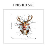 10 PCS Creative 3D Reindeer Peeking Through Wall Christmas PVC Wall Decal for Australian Homes - Side View